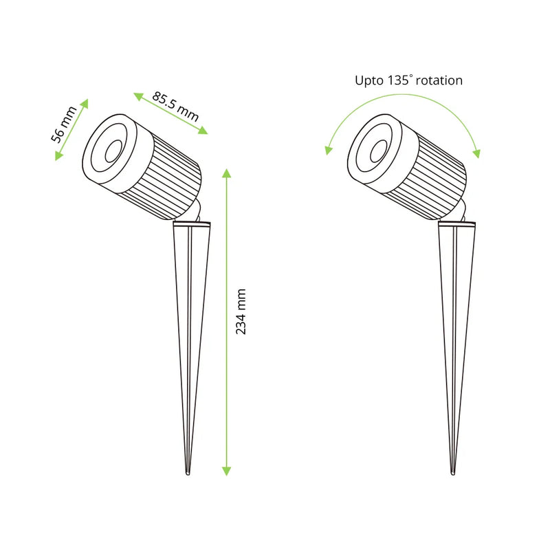 Azoogi Garden Spike Lights 2700K 6000K Black 7W 12/24V IP67 - GL001, GL002