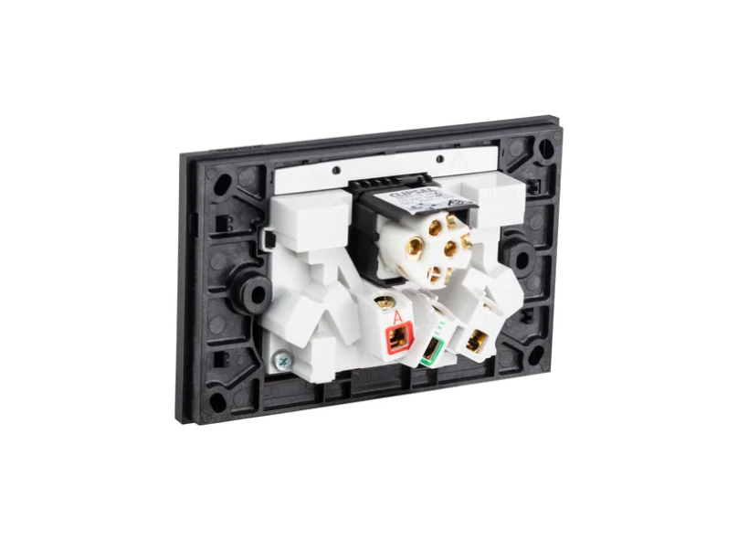 Clipsal Double Power Point, Saturn Zen, With Extra Switch Horizontal Mount White/ Black 250V- Z4025XA-ZB, Z4025XA-ZW