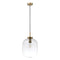 22741 Flaunt Glass Pendant 1 x E27 240V 25W LED Max IP20 Satin Brass/Clear Domus Lighting