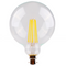 LG125/27B22D/C, LG125/27E27D/C- 8 watt dimmable LED filament clear spherical lamp. Clear glass diffuser, CRI > 80, B22 or E27 bases