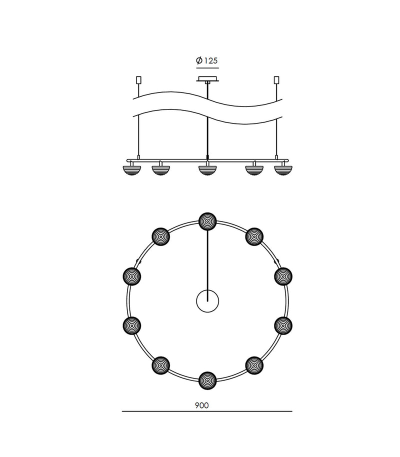 Aromas Hado Interior Architectural Chandelier 2700K Aged Gold- ARO.HADO/C