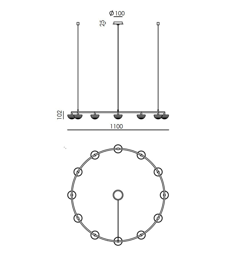 Aromas Hado Interior Architectural Chandelier 2700K Aged Gold- ARO.HADO/C