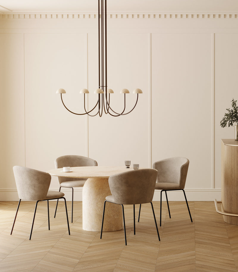 Aromas Dussa Interior Architectural Chandelier 2700K Matte Black/ Black/ Matte Brass/ White/ Travertine 9W - ARO.C1307/6