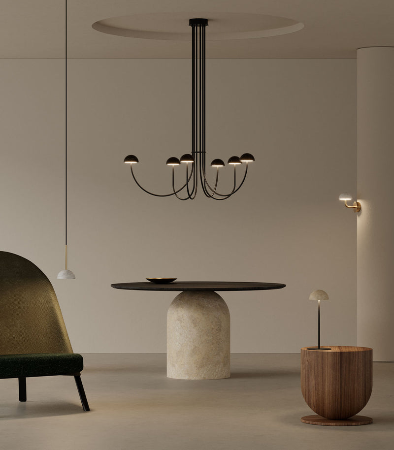 Aromas Dussa Interior Pendants 2700K Matte Black/ Matte Brass/ White/ Travertine 9W - ARO.C1307