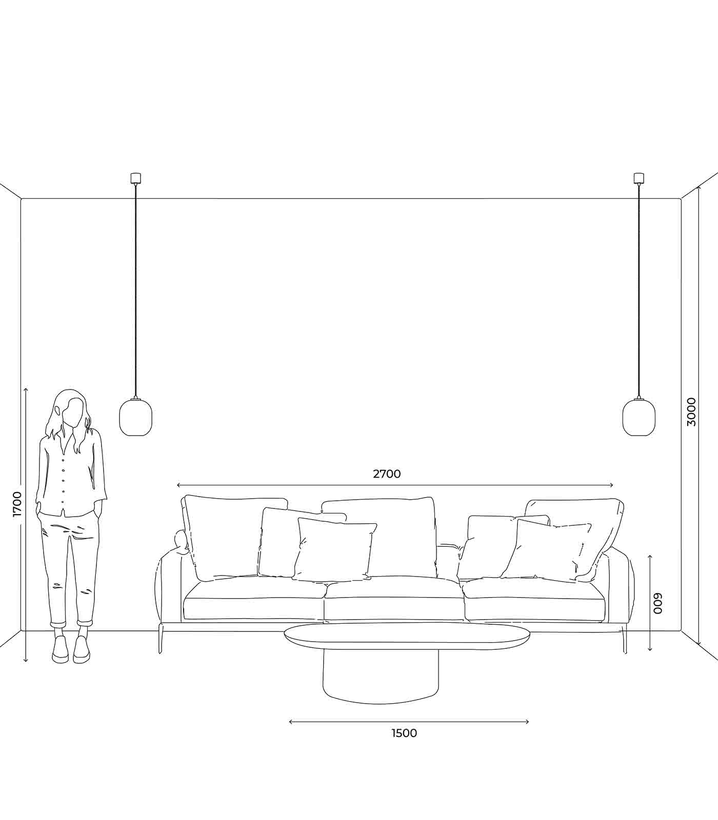 Lighting Republic Parlour Curve Interior Pendant Clear/ Smoked/ White - LR.i02.25. + LR.A01.006.