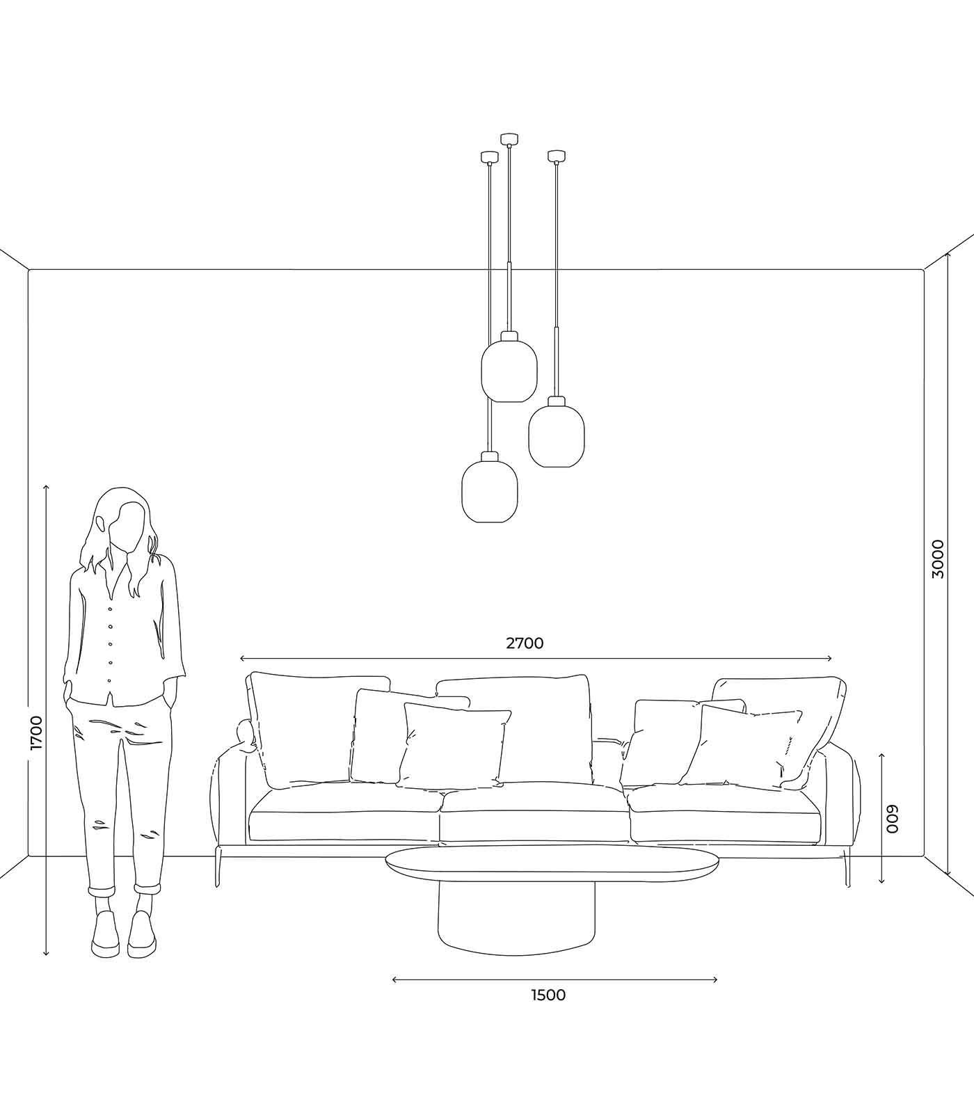 Lighting Republic Parlour Lite Curve Interior Pendant White/ Clear/ Smoke - LR.i02.26. + LR.A01.006.