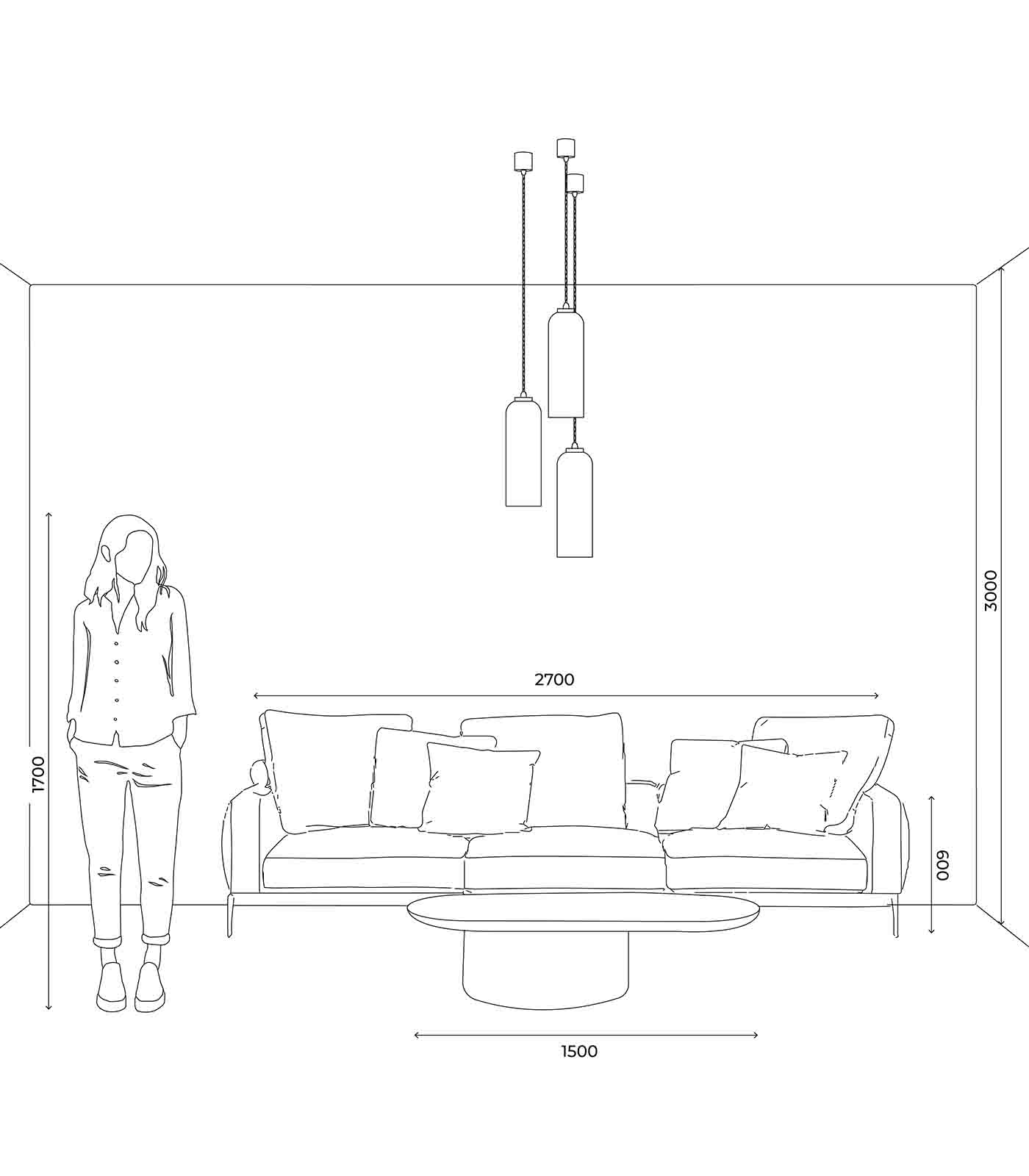 Lighting Republic Parlour Elong Interior Pendant Light Amber/ Clear/ White/ Smoked - LR.i02.25. + LR.A01.007.