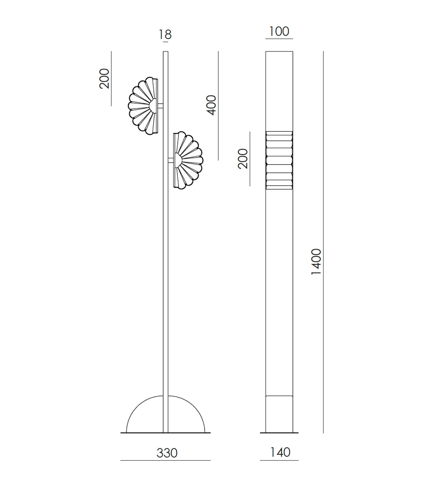 Aromas Gina Floor Lamp 2700K Black- ARO.P1334/ORO-NEG