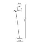 Aromas Atom Floor Lamp Matte Black/ Matte Brass - ARO.P1214/NEG/OPAL, ARO.P1214/ORO/OPAL