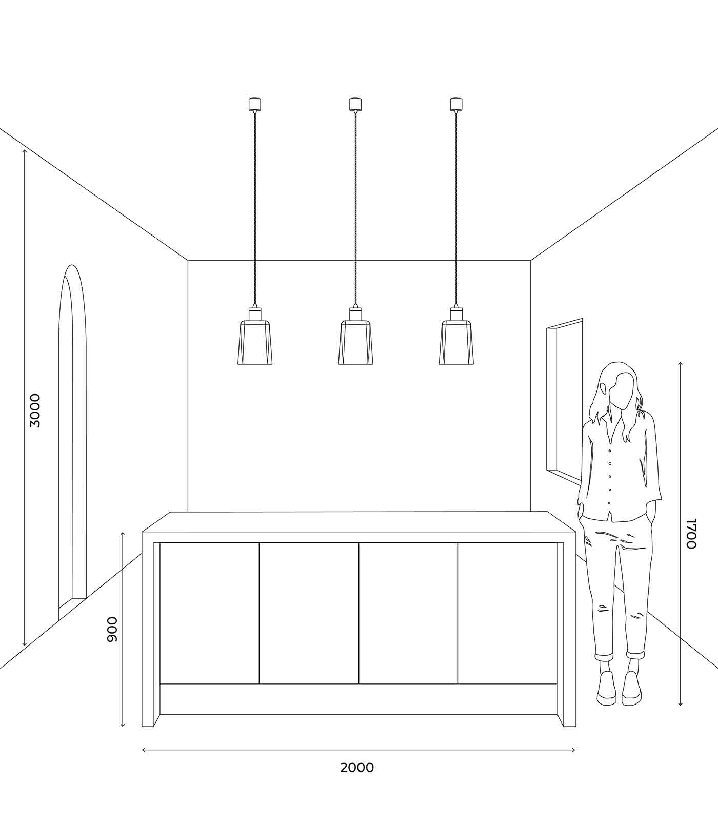 Lighting Republic Parlour Glass Interior Pendant Iron/ Old Brass - LR.i025. + LR.A01.