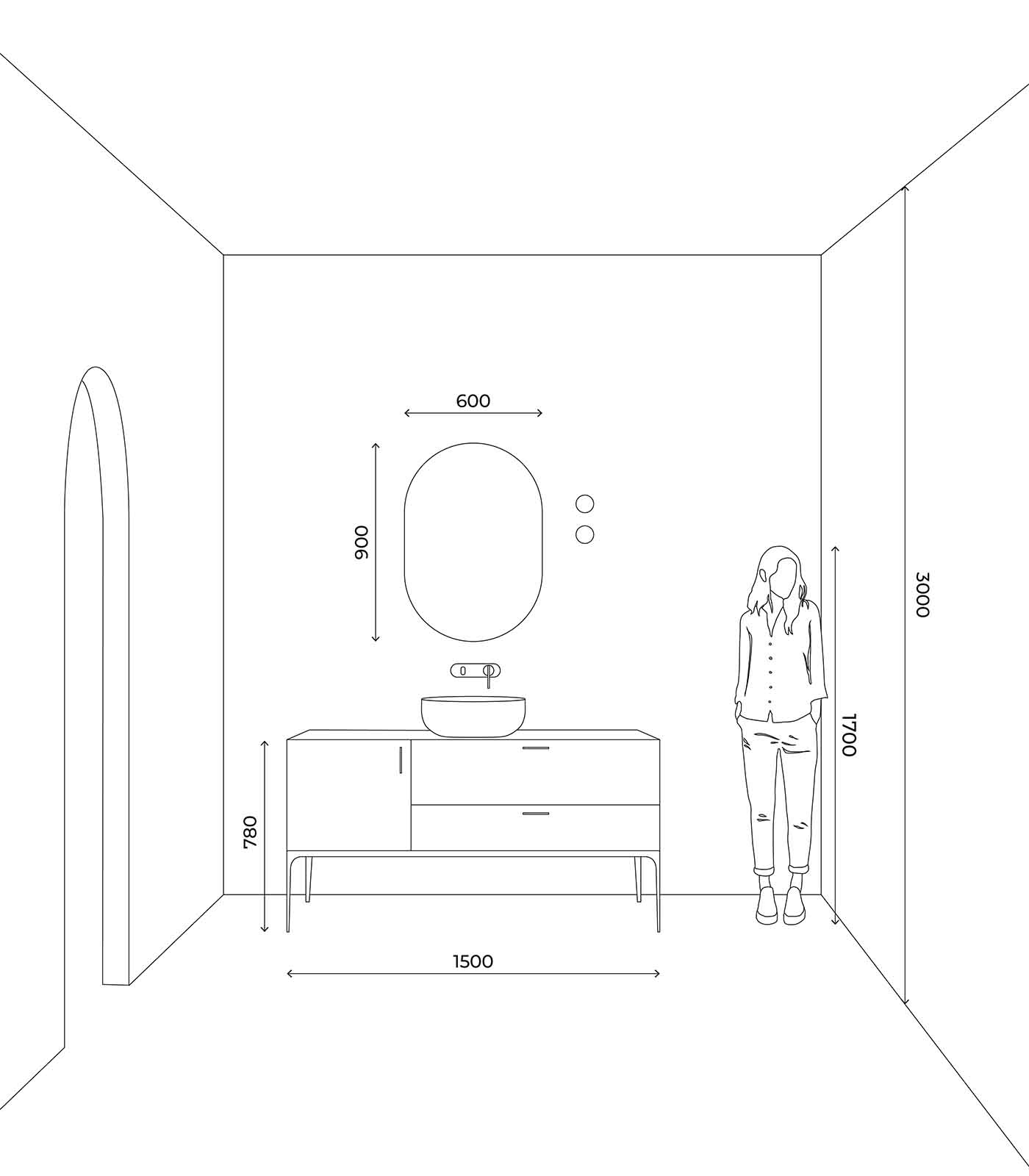 Lighting Republic Orb Mirror Wall Light White/ Iron/ Old Brass 12V IP44- LR.i01.54M.-12V