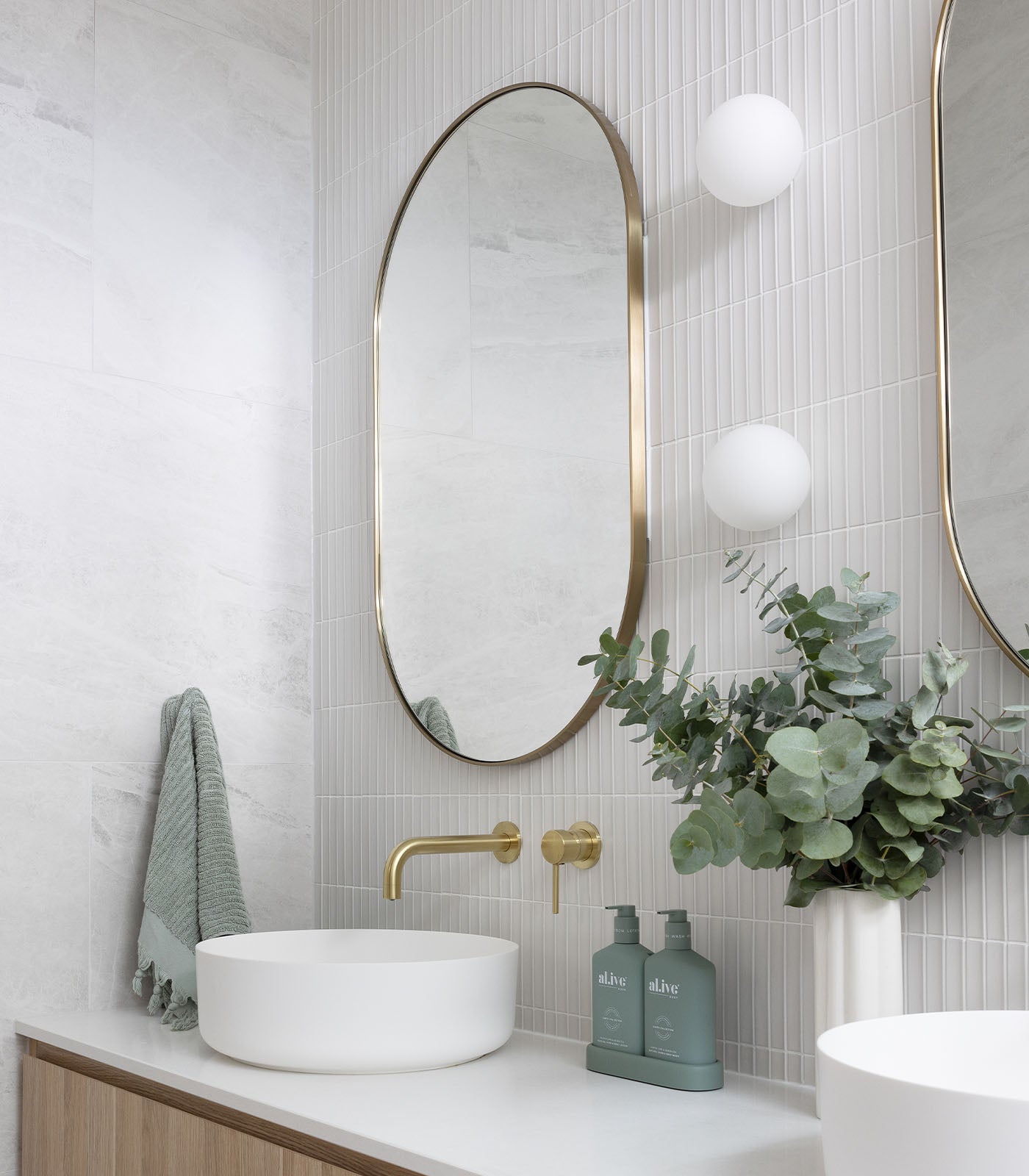 Lighting Republic Orb Mirror Interior Wall Light Chrome/ Dark Bronze/ White/ Old Brass/ Iron IP44 - LR.i01.54M. + LR.A03.S.