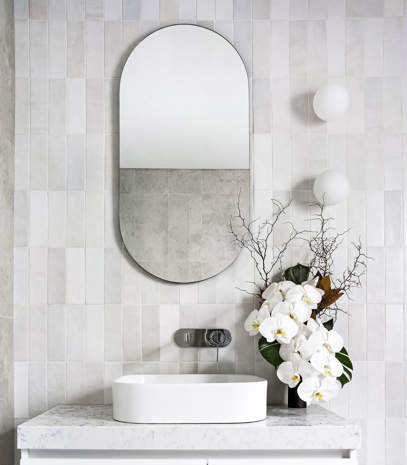 Lighting Republic Orb Mirror Interior Wall Light Chrome/ Dark Bronze/ White/ Old Brass/ Iron IP44 - LR.i01.54M. + LR.A03.S.