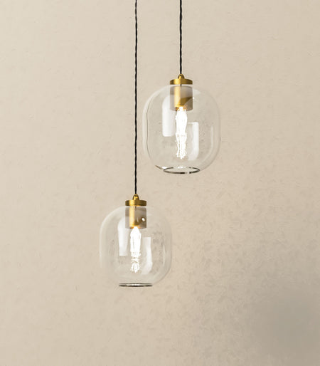 Lighting Republic Parlour Curve Interior Pendant Clear / Smoked / White - LR.i02.25. + LR.A01.006. -Lighting Republic