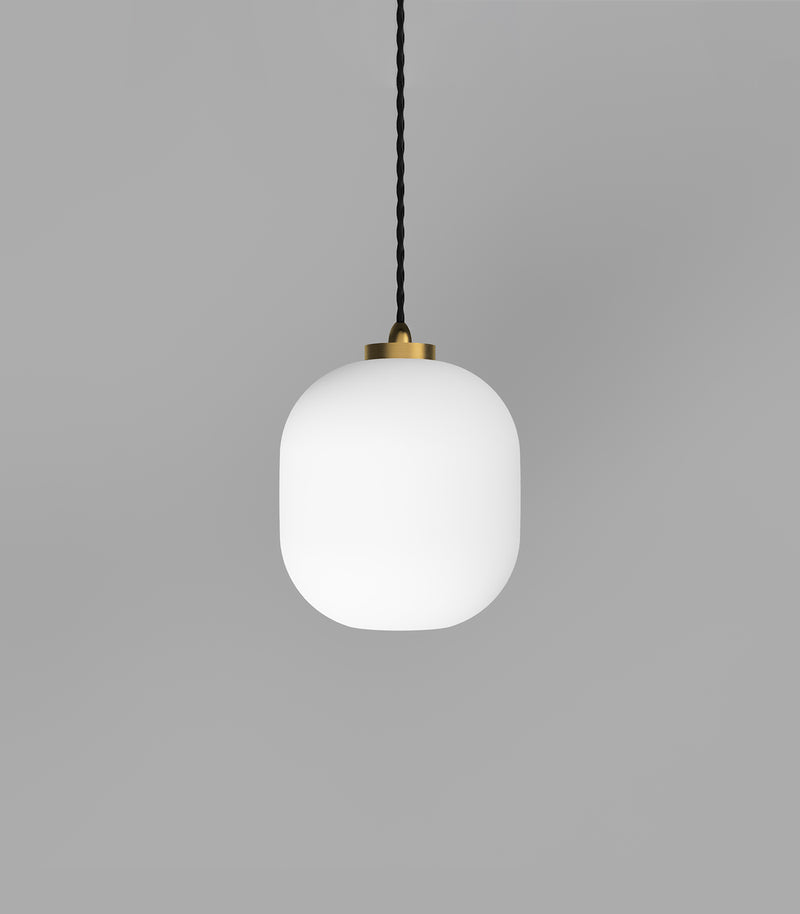 Parlour Curve Pendant Light Clear/ Smoked/ White| Old Brass/ Iron Fixture- Lighting Republic