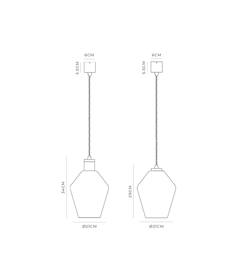 Lighting Republic Parlour Geo Interior Pendant Clear / White - LR.i02.25. + LR.A01.005.- Lighting Republic