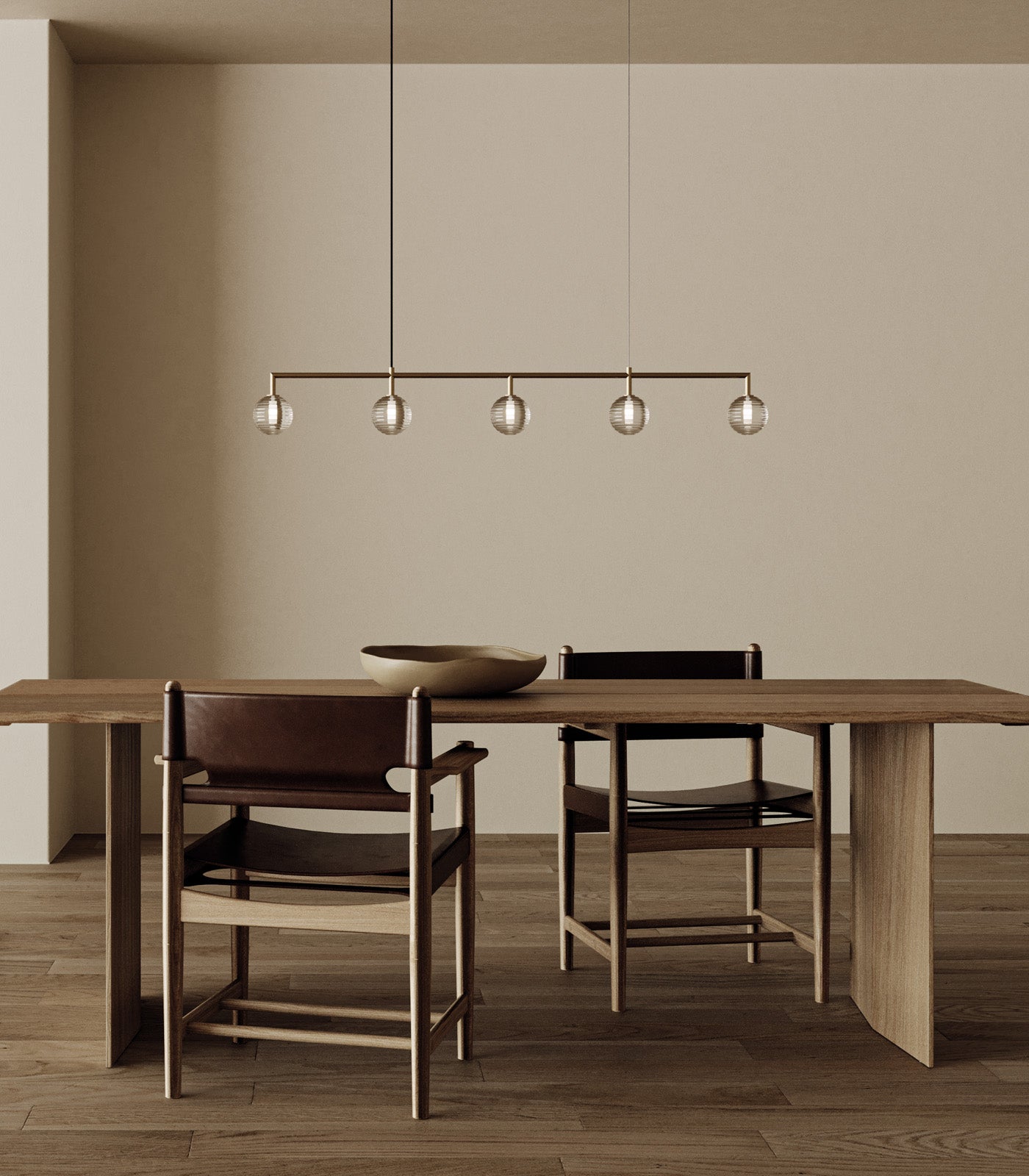 Aromas Doul Linear Interior Pendants 2700K Matte Black/ Matte Brass - ARO.C1310/5/NEG, ARO.C1310/5/ORO