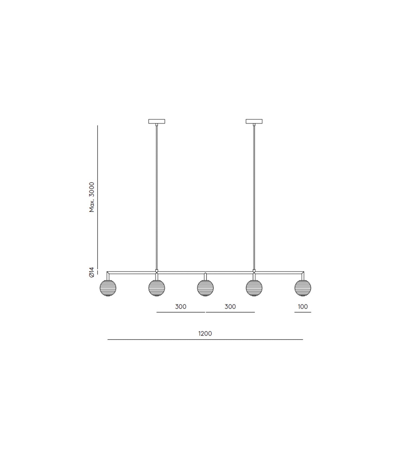 Aromas Doul Linear Interior Pendants 2700K Matte Black/ Matte Brass - ARO.C1310/5/NEG, ARO.C1310/5/ORO