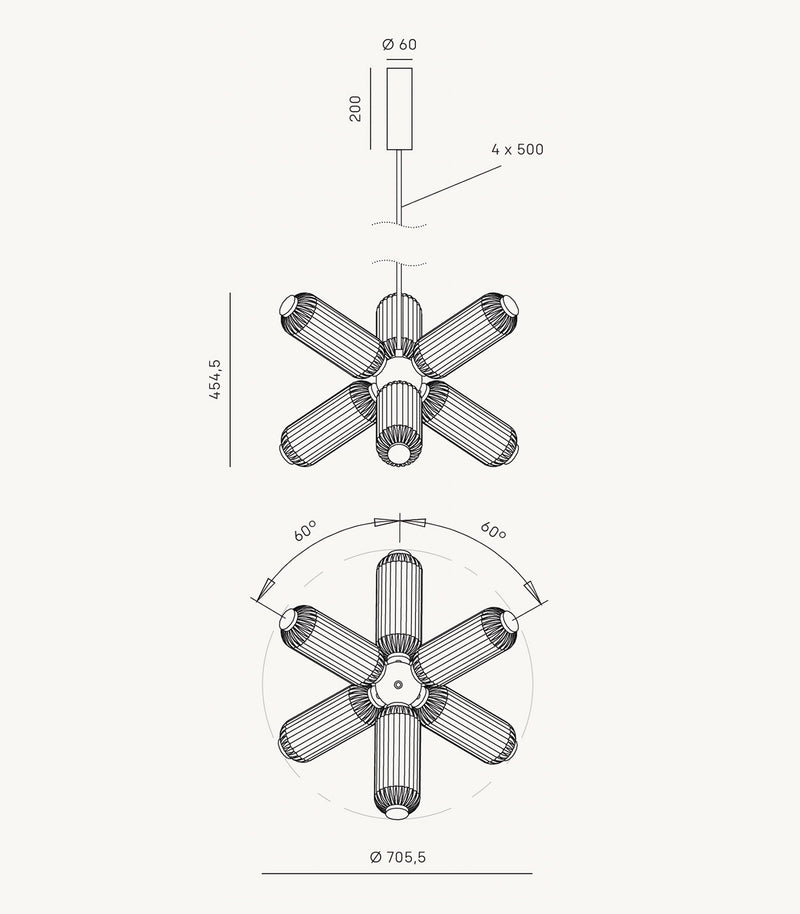 Aromas Elma 6lt Interior Pendants 2700K Aged Gold/ Matte Black 12W - ARO.C1312/6/ORO, ARO.C1312/6/NEG