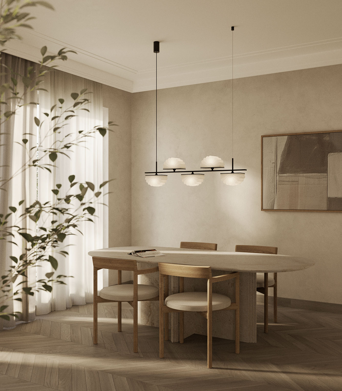 Aromas Gina 5lt Interior Pendants 2700K Matte Black/ Aged Gold- ARO.C1334/5