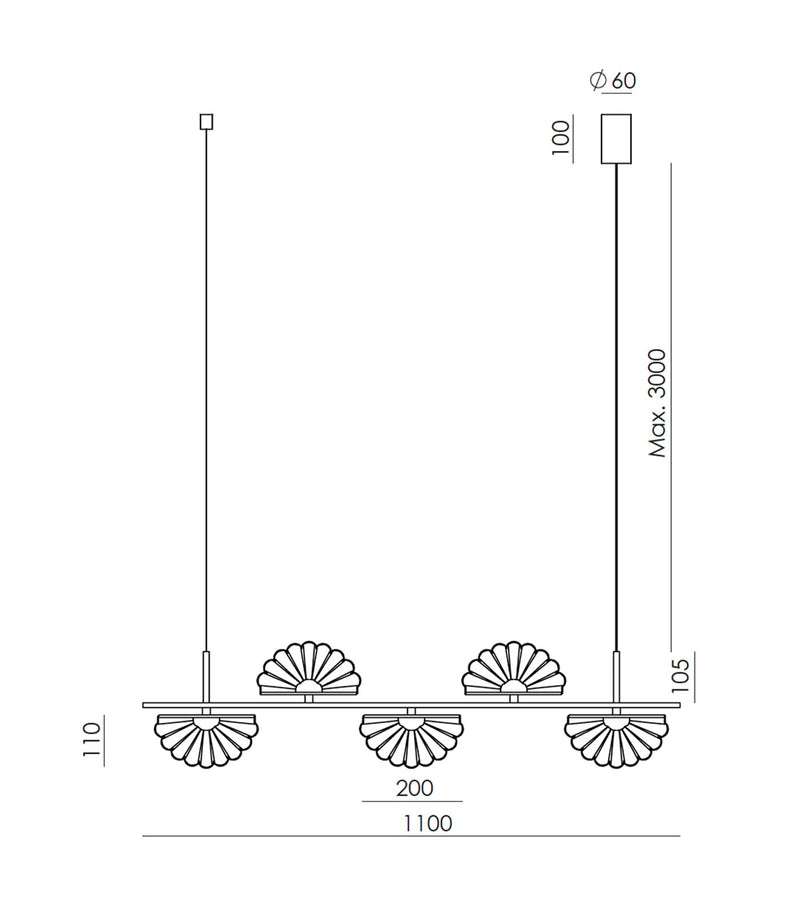 Aromas Gina 5lt Interior Pendants 2700K Matte Black/ Aged Gold- ARO.C1334/5