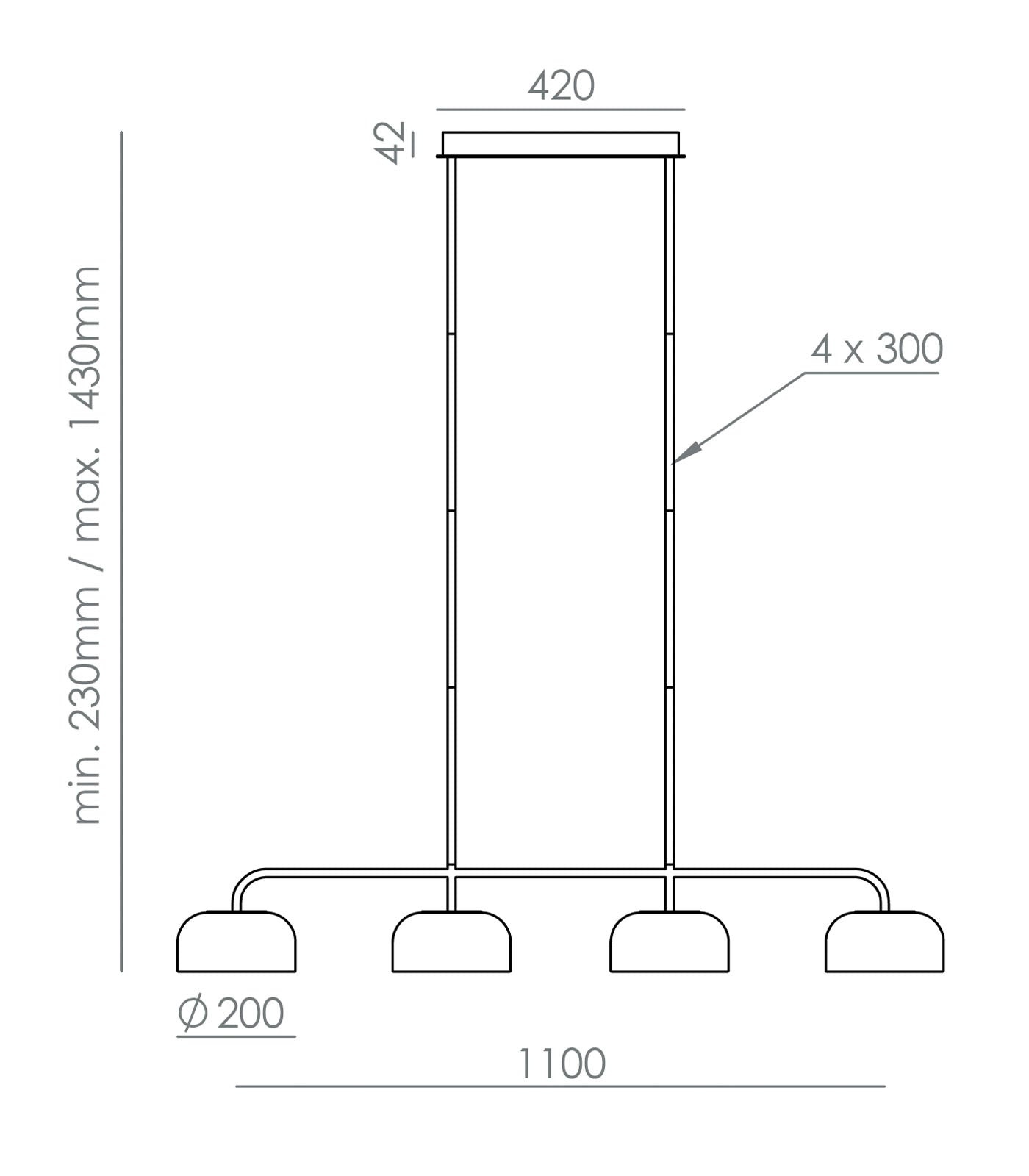 Aromas Ipon Linear Interior Pendants 2700K Aged Gold/ Matte Black 10W - ARO.C1316/4/ORO, ARO.C1316/4/NEG