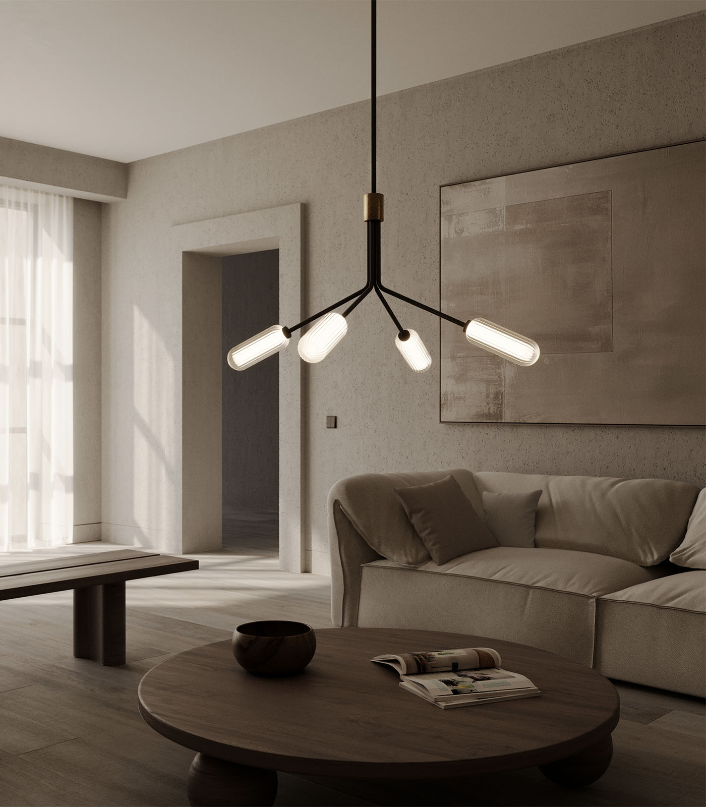 Aromas Lari 4lt Interior Pendants 2700K Cyber/ Dark Brown/ Taupe/ Orange/ Aged Gold 9W - ARO.LARI 4/P