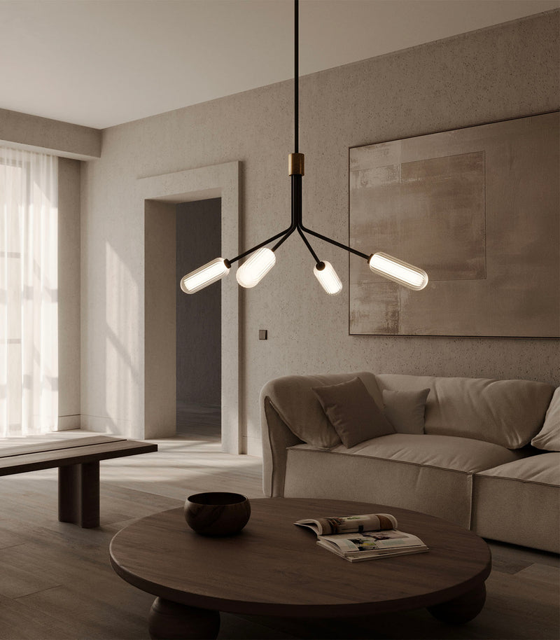 Aromas Lari 4lt Interior Pendants 2700K Cyber/ Dark Brown/ Taupe/ Orange/ Aged Gold 9W - ARO.LARI 4/P