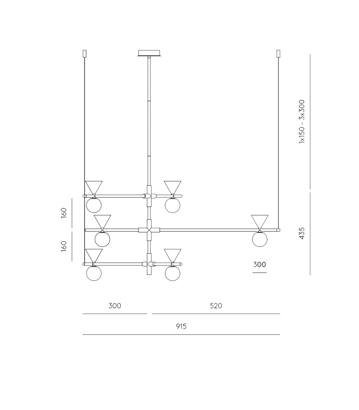Aromas Oneta Large Interior Pendants 2700K Aged Gold/ Matte White/ Matte Black 3W - ARO.C1299/6/ORO, ARO.C1299/6/NEG