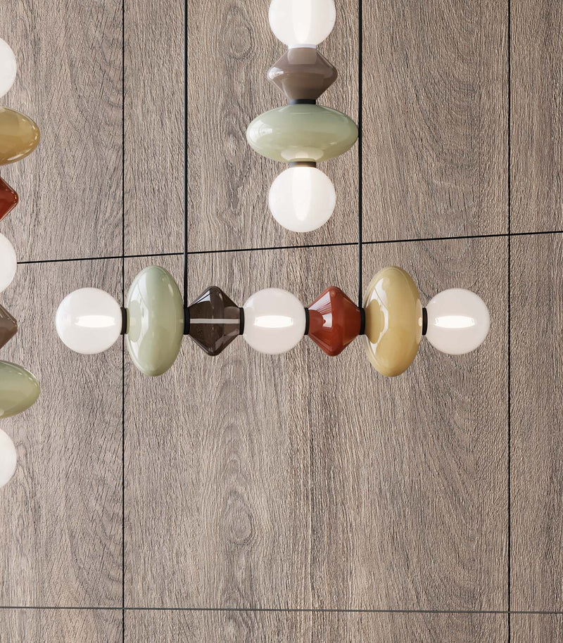 Aromas Mapi Linear Interior Pendants 2700K Mexico Blue/ Dark Auburn/ Cyber/ Sugar Brown/ Mola Green/ Vintage Brown/ Fresh Pasta 10W - ARO.C1235/TBC-1, ARO.C1235/TBC-2