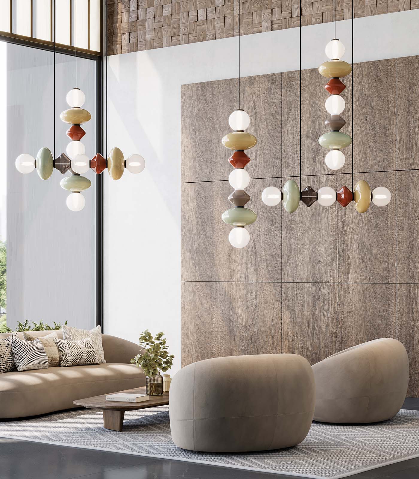 Aromas Mapi Vertical Interior Pendants 2700K Fresh Pasta/Dark Auburn/Vintage Brown/Mola Green 10W - ARO.C1235/V/TBC