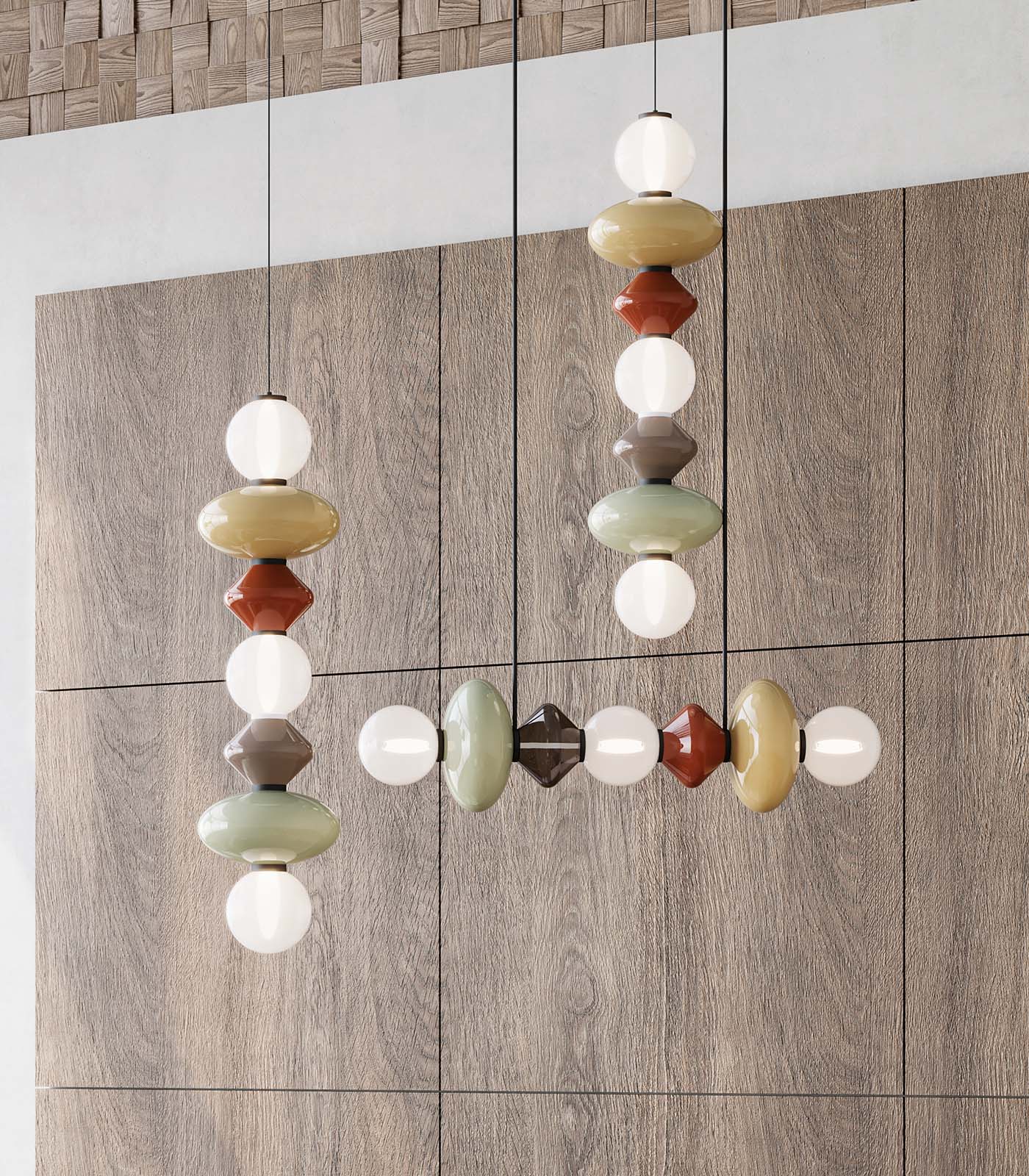 Aromas Mapi Vertical Interior Pendants 2700K Fresh Pasta/Dark Auburn/Vintage Brown/Mola Green 10W - ARO.C1235/V/TBC