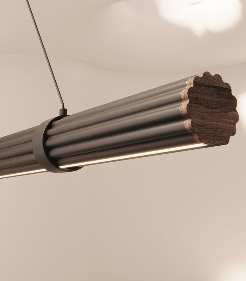 Aromas Niro Linear Interior Pendants 2700K Aged Gold/ Matte Black/ Walnut 30W - ARO.C1314/ORO, ARO.C1314/NEG