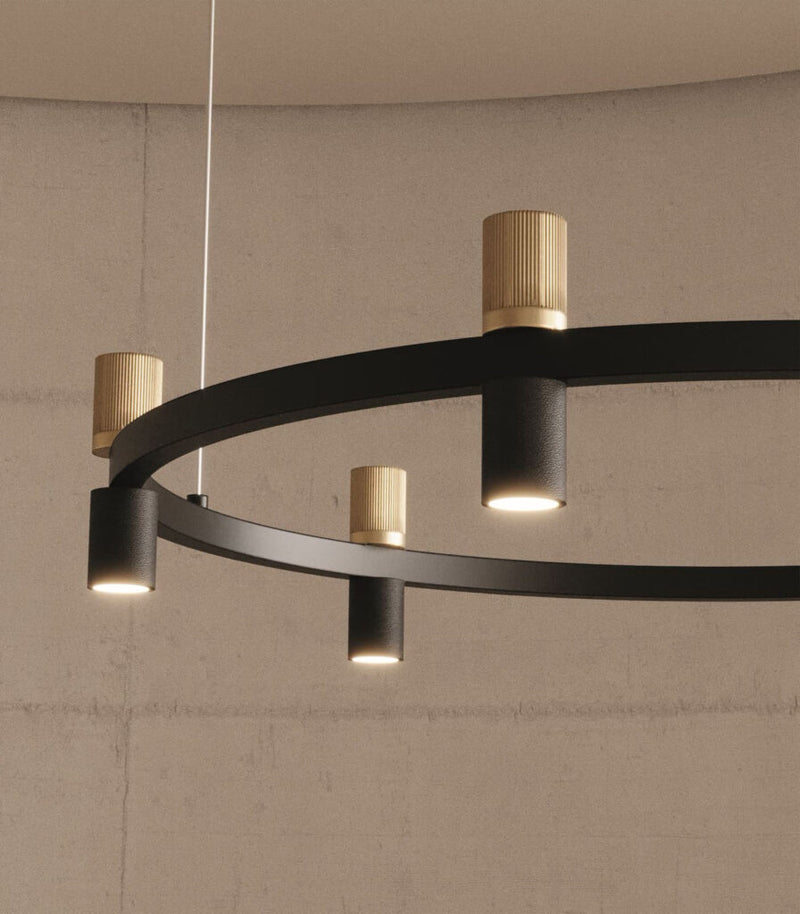 Aromas Tura 12lt Interior Pendants 2700K Matte Black/Aged Gold 30W - ARO.C1313/C/ORO