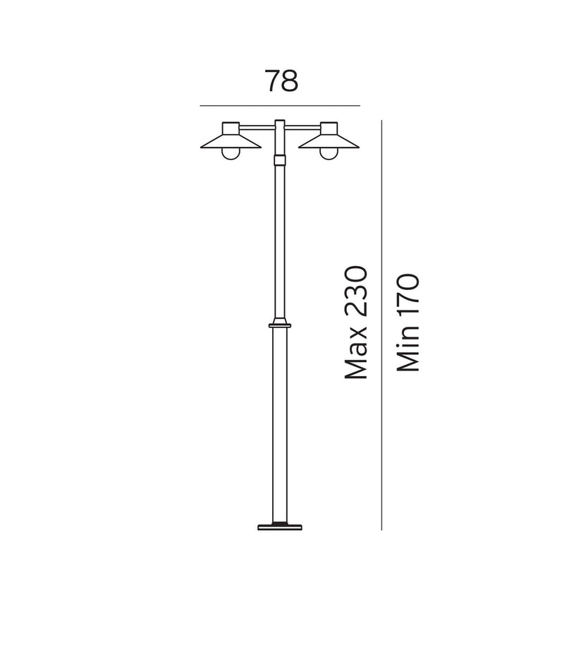 Lund Pole Light Black/ Galvanized Steel | Double Single IP55- Norlys