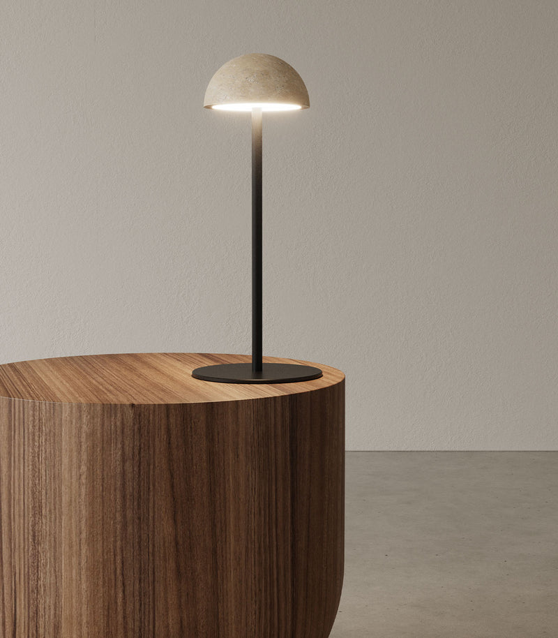 Aromas Dussa Table Lamp 2700K Matte Black/ Travertine/ Matte Brass/ White 9W - ARO.S1307