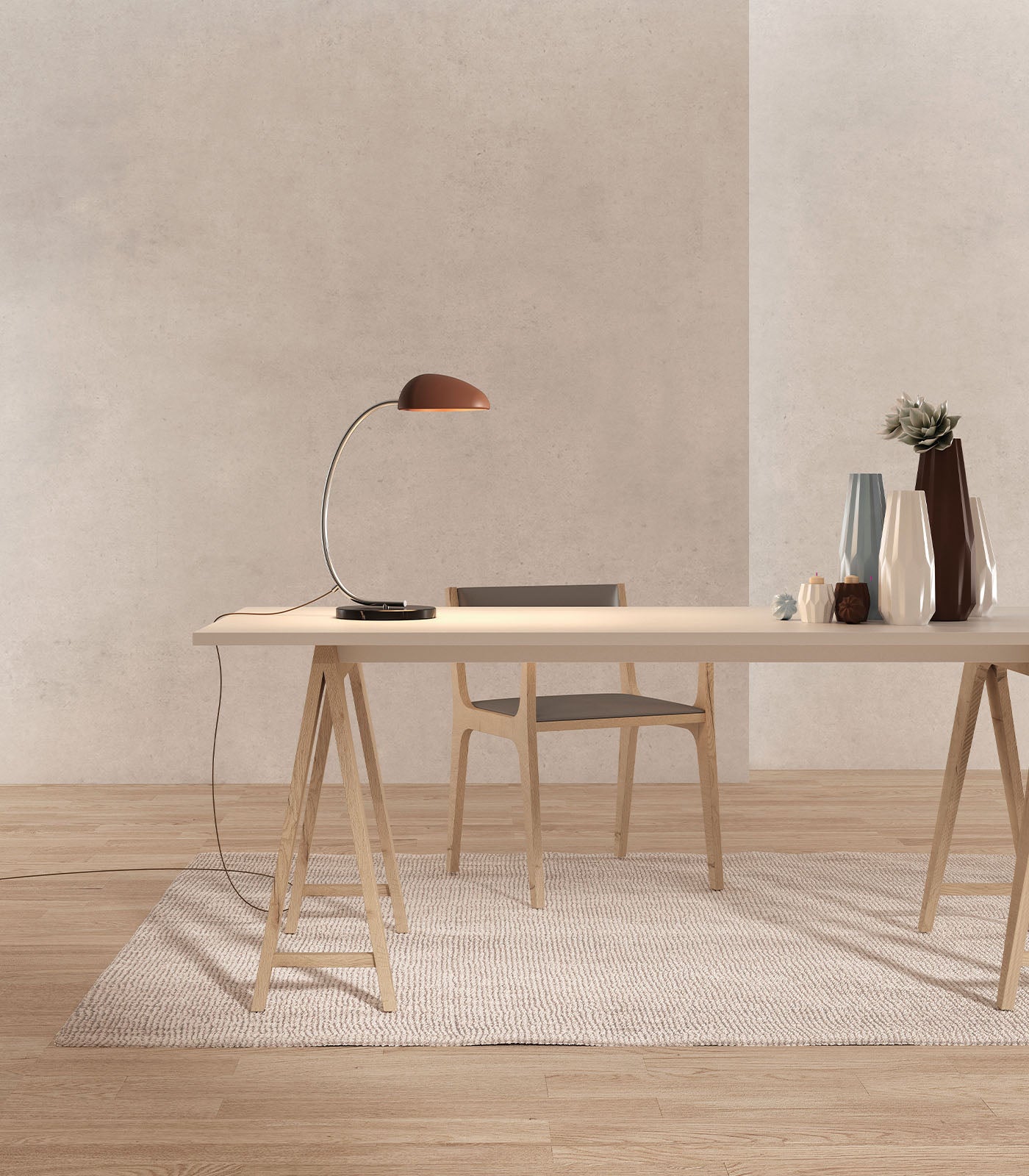 Aromas Kezo Table Lamp Matte Black/ Matte White/ Green Leaf/ Nickel/ Terracotta 5W - ARO.KEZO/T