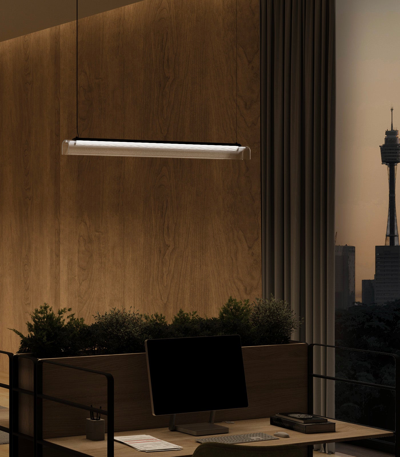 Lighting Republic Edge Linear Interior Pendants 2700K Old Brass/ Iron 25W- LR.i02.75.120. + LR.A04.75.120.