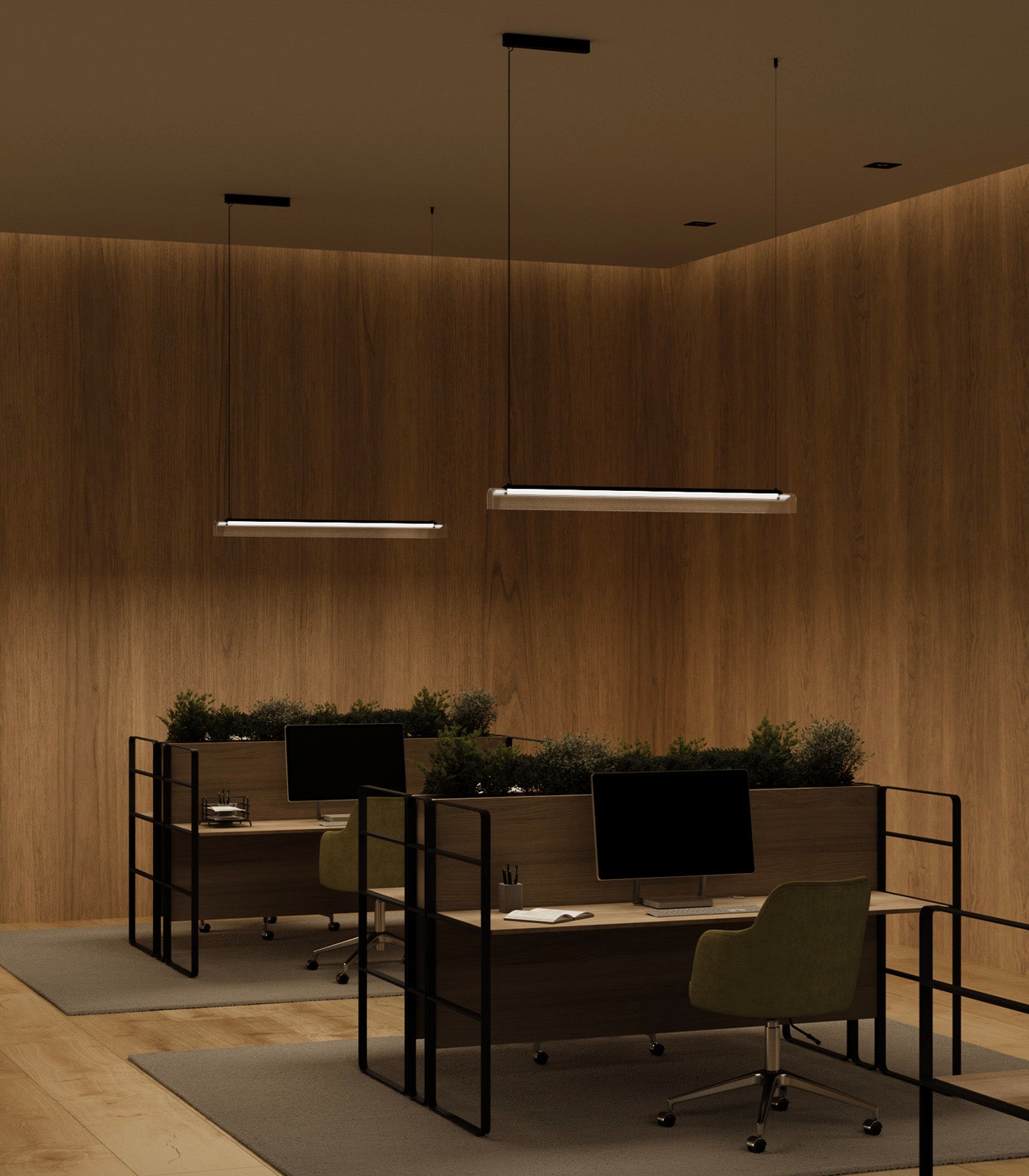 Lighting Republic Edge Linear Interior Pendants 2700K Old Brass/ Iron 25W- LR.i02.75.120. + LR.A04.75.120.