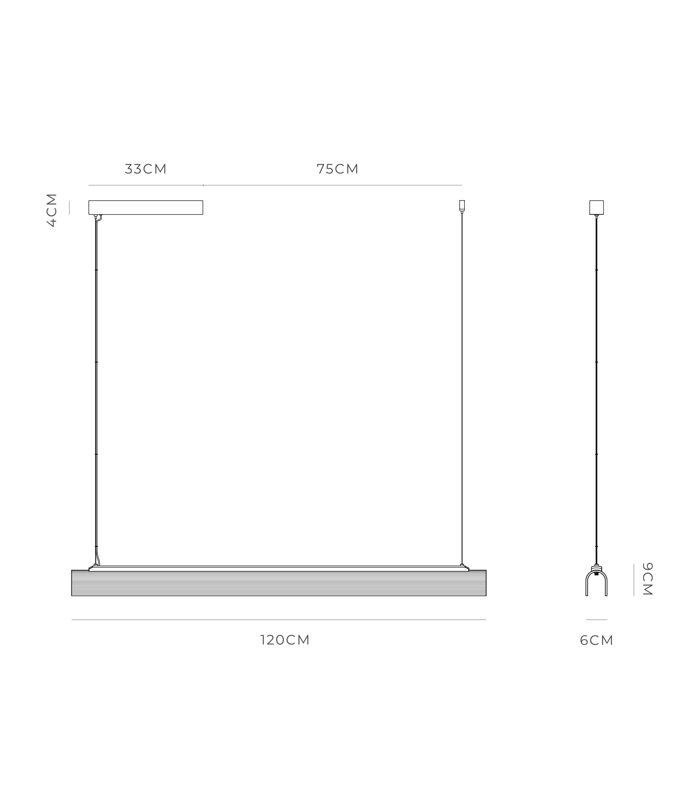 Lighting Republic Edge Linear Interior Pendants 2700K Old Brass/ Iron 25W- LR.i02.75.120. + LR.A04.75.120.