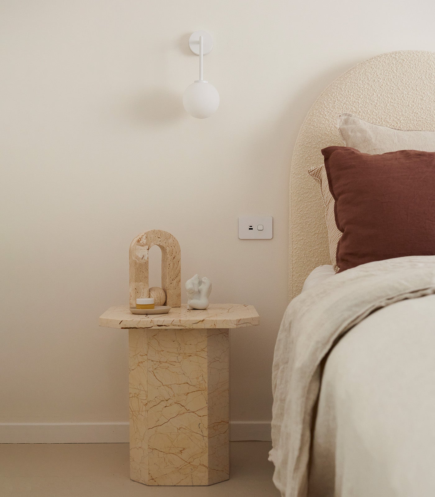 Lighting Republic Orb Long Arm Interior Wall Light Dark Bronze / White / Chrome IP44 - LR.i01.54B. + LR.A03.S.