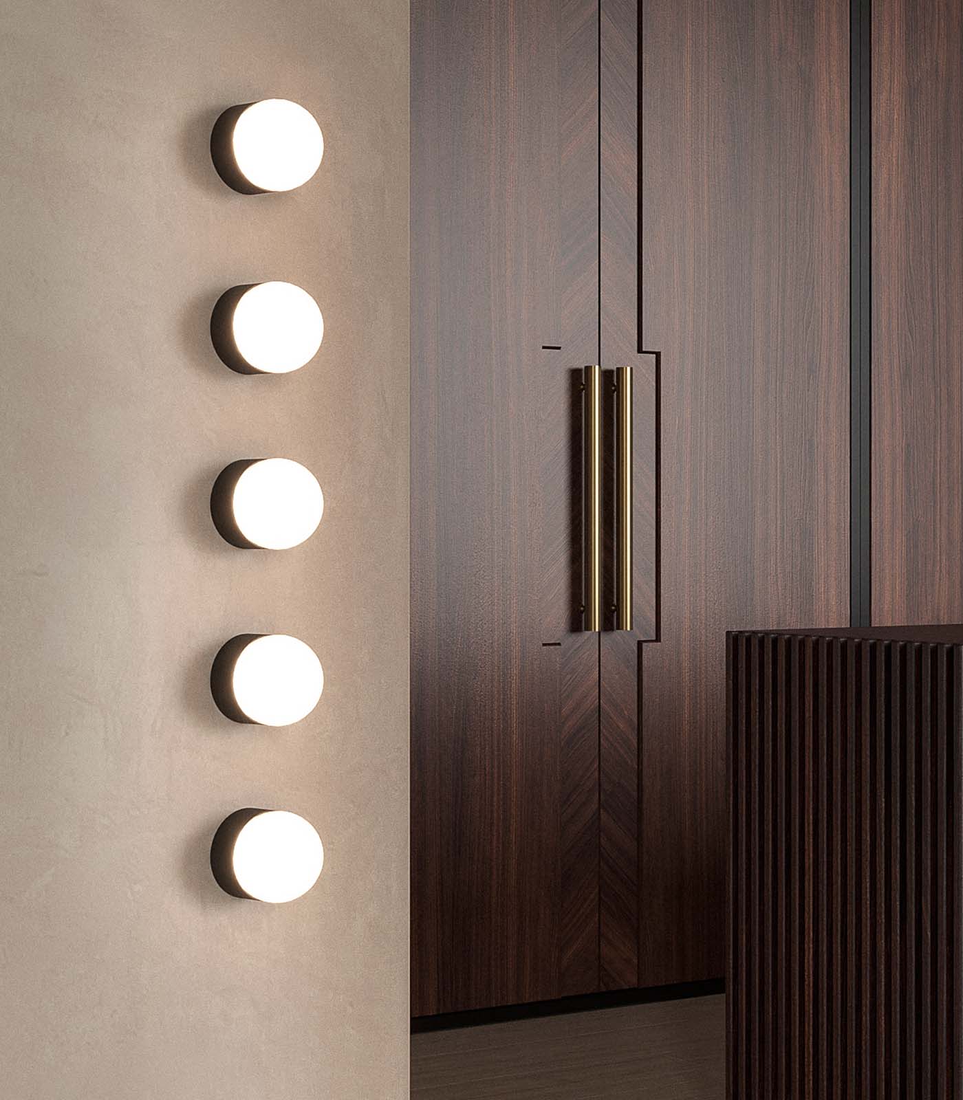 Lighting Republic Orb Sur Mini Interior Wall Light Old Brass / White / Iron IP44 - LR.i01.54e.S. + LR.i01.54M. + LR.A03.S.WH
