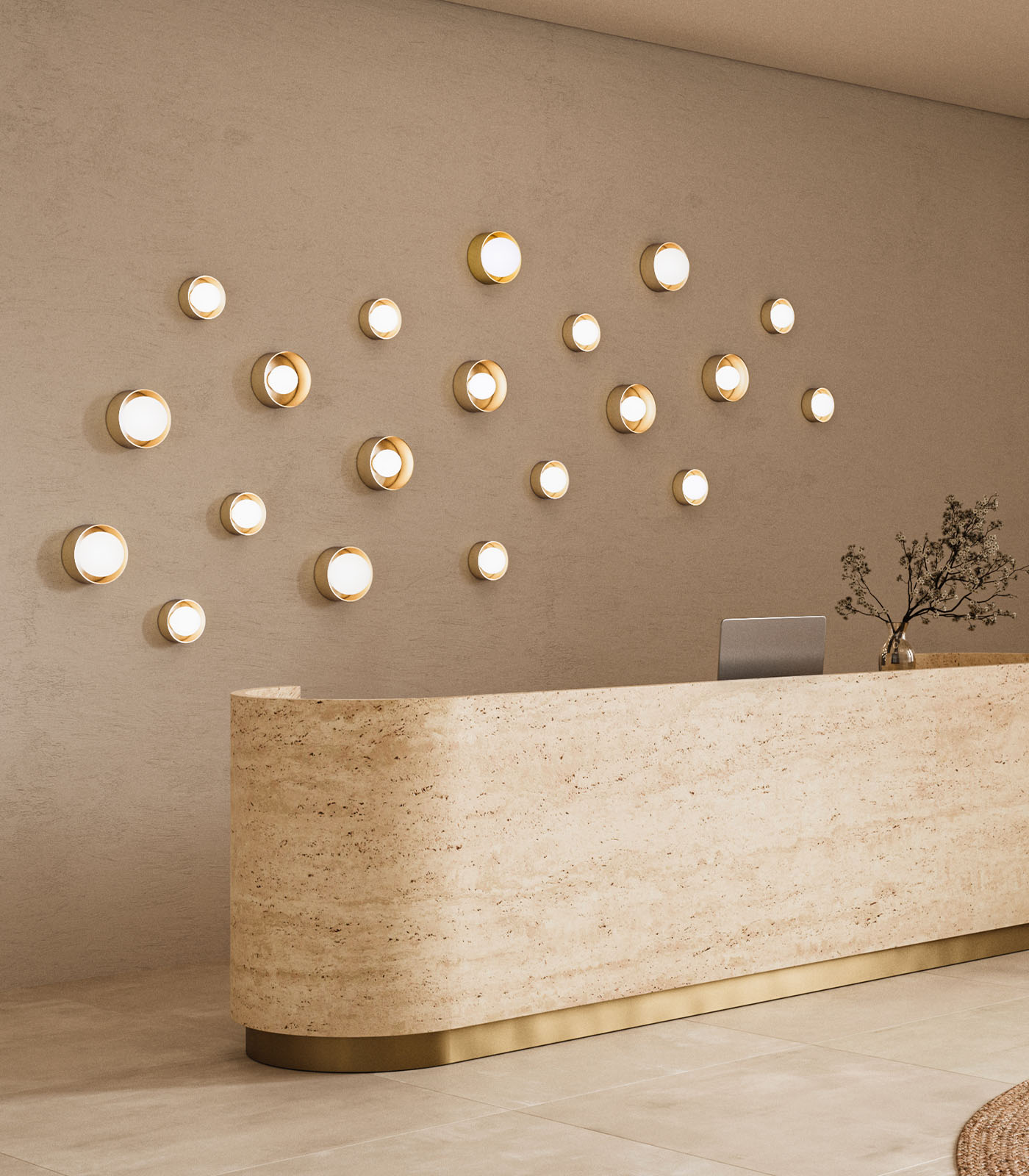 Lighting Republic Orb Sur Large Wall Lights White/ Iron/ Old Brass 240V IP44- LR.i01.54e.L.