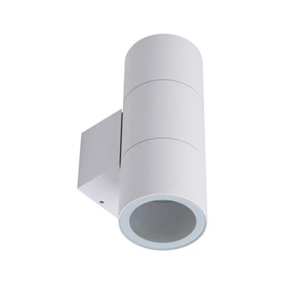 49222 Piper-2 Wall Round 240V 20W LED IP65 E27 PAR30 Exterior Wall Light White No Lamp Domus Lighting