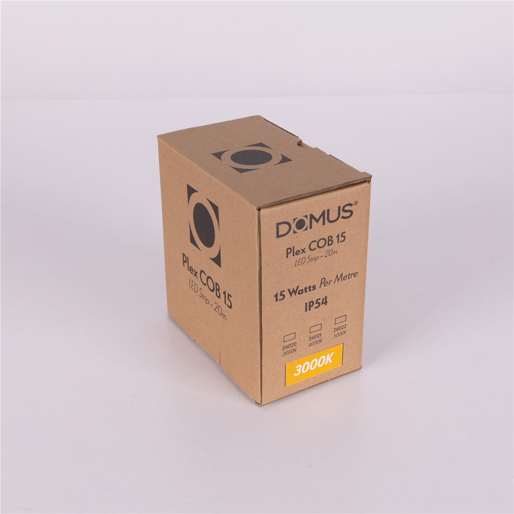 Domus PLEX-COB-15 LED Strip and Channels Tri - 15W 24V IP54 - 24020, 24021, 24022 20M PACK - Domus Lighting