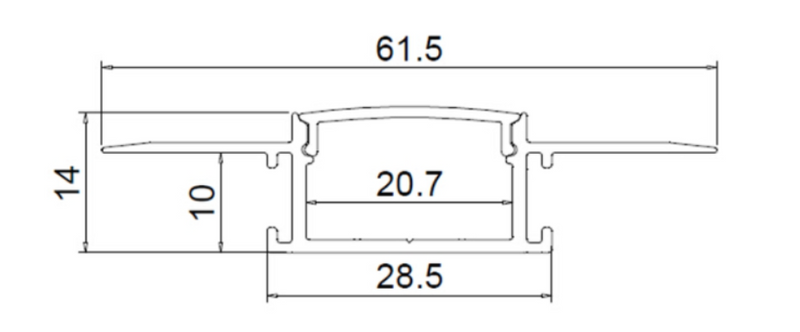 Azoogi Trimless Recessed LED Channel and Accessories Anodised Aluminium - PR115