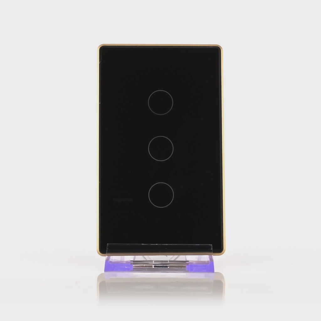 Havit Wifi 3 Gang with Gold Trim Wall Switch Clipsal Black 3x300W 240V IP20 - HV9220-3