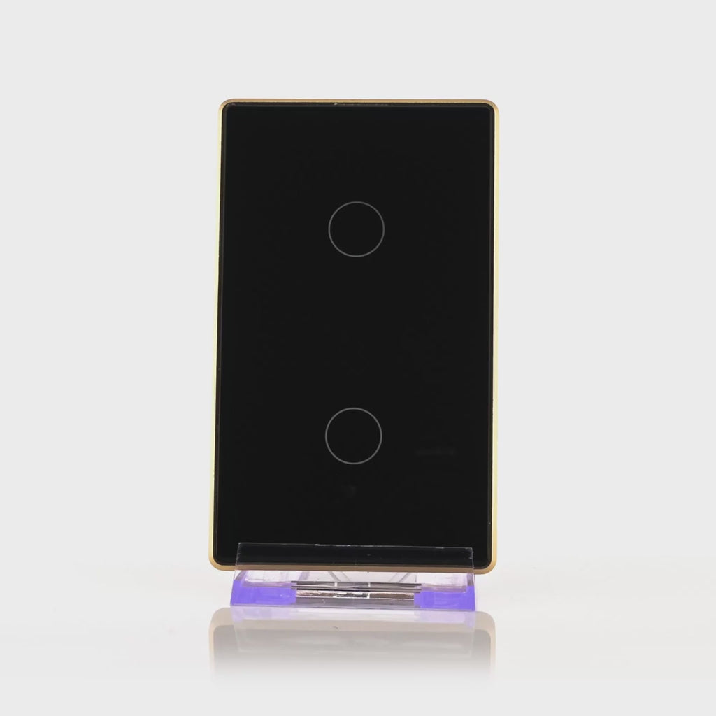 Havit Wifi 2 Gang with Gold Trim Wall Switch Clipsal Black 2x300W 240V IP20 - HV9220-2