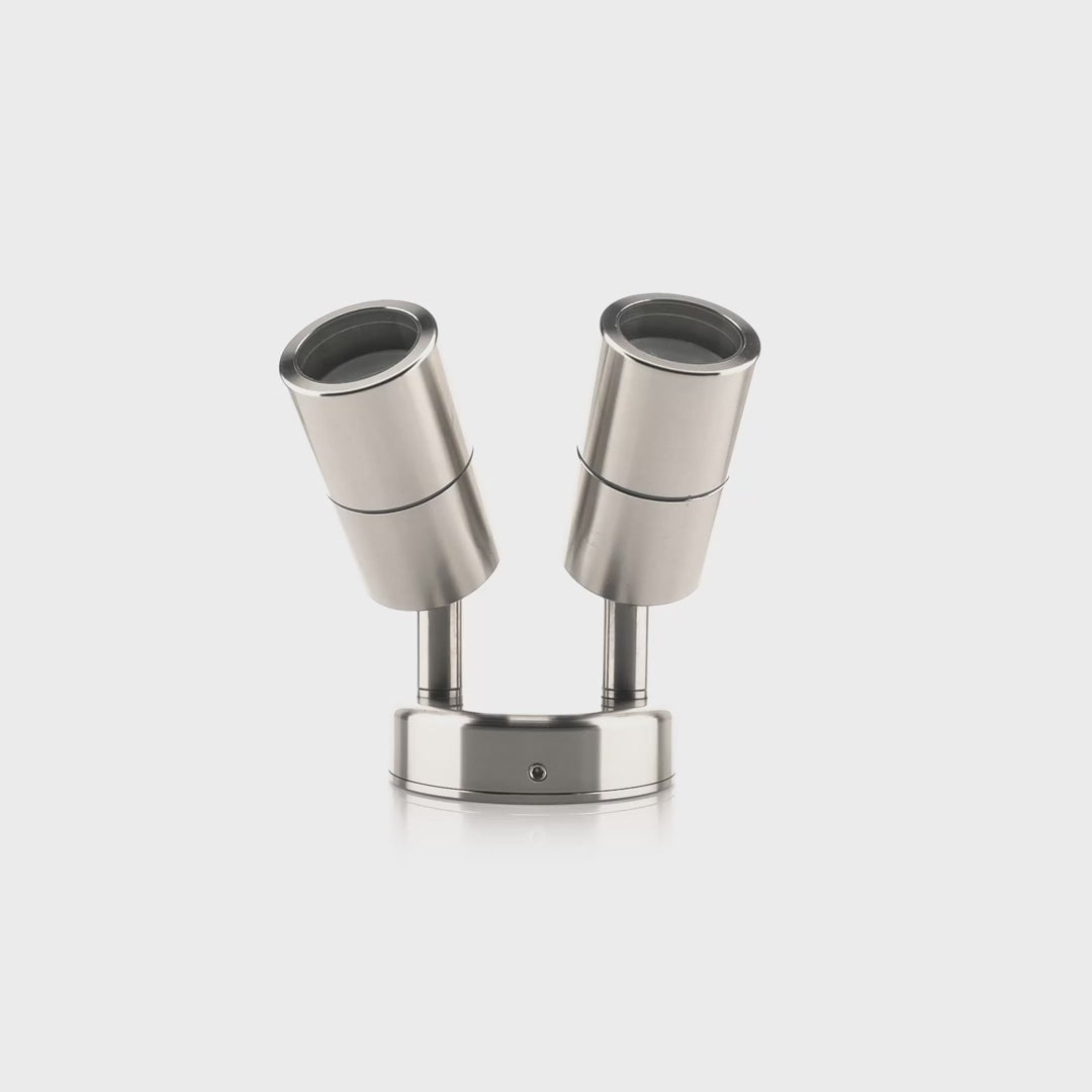 Havit Mini Tivah Double Adjustable Pillar Exterior Wall Lights 3000K 4000K 316 Stainless Steel Marine Grade 2x3W 12V IP65 - HV1307MR11NW