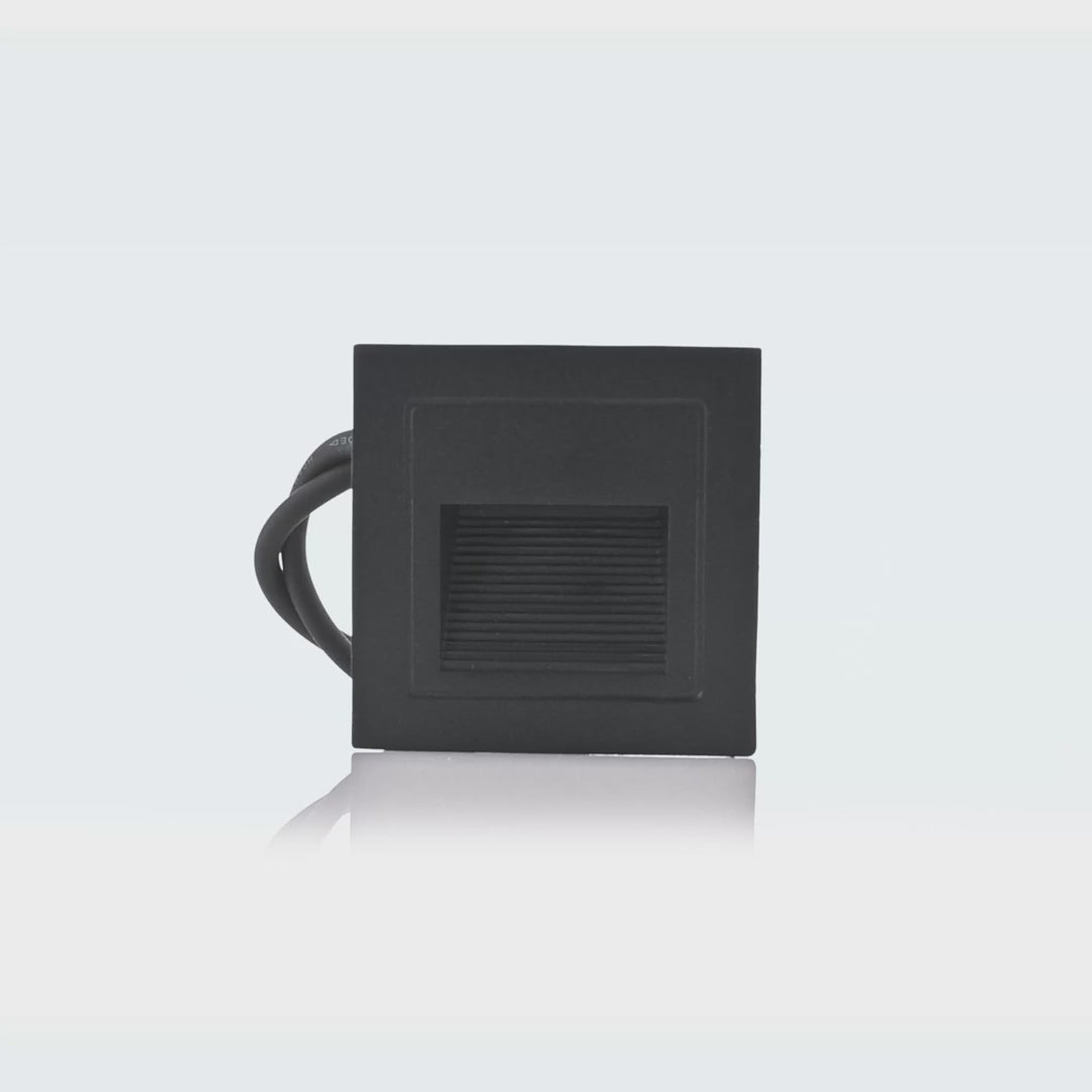 Havit Trin Square Recessed LED Exterior Step Lights Tri- Black 3W 12V/240V IP54- HV3112T-BLK-240V, HV3112T-BLK-12V